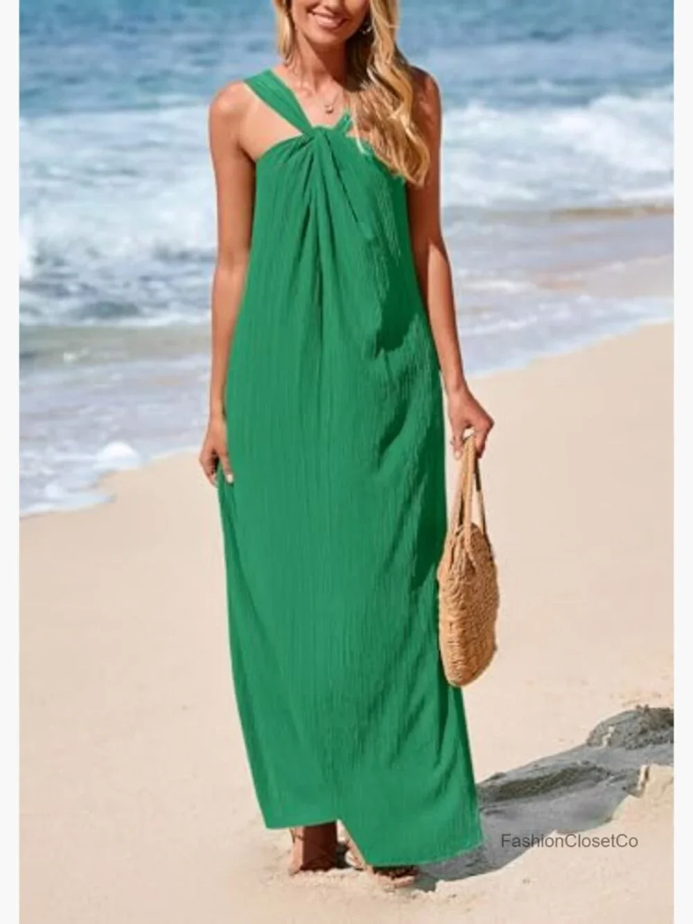 Sleeveless Strappy Loose Flowy Maxi Dress with Pockets - Picture 6 of 7